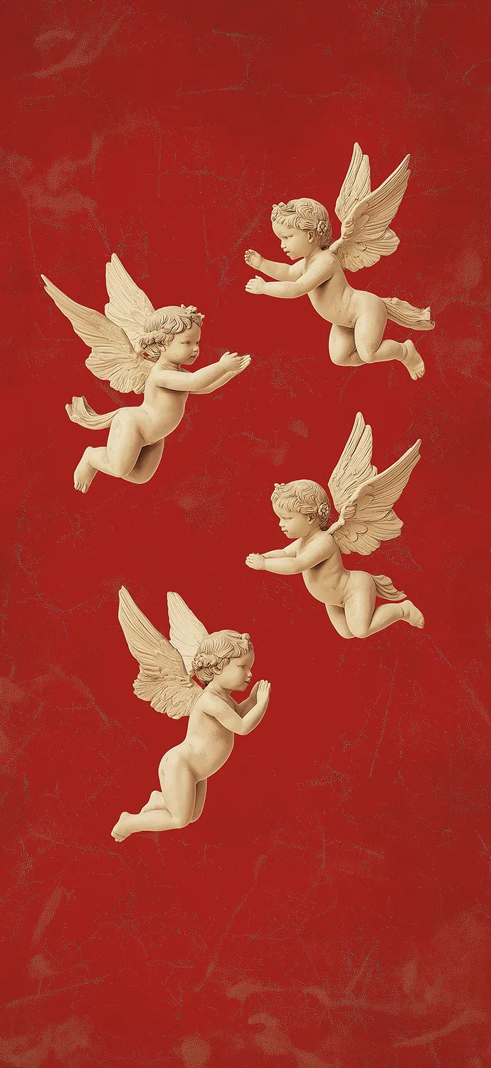 phone wallpaper red background with cherubs