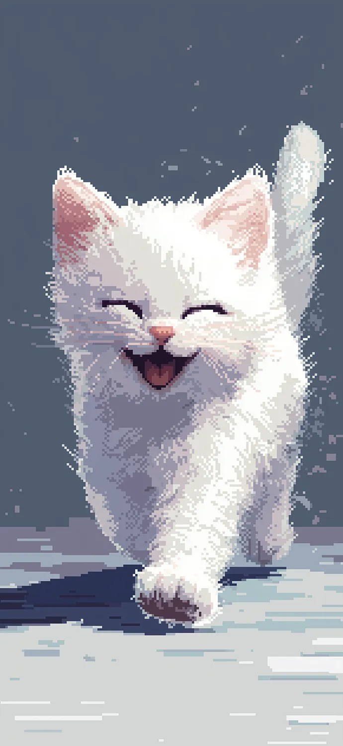 phone wallpaper cute white kitten pixel art