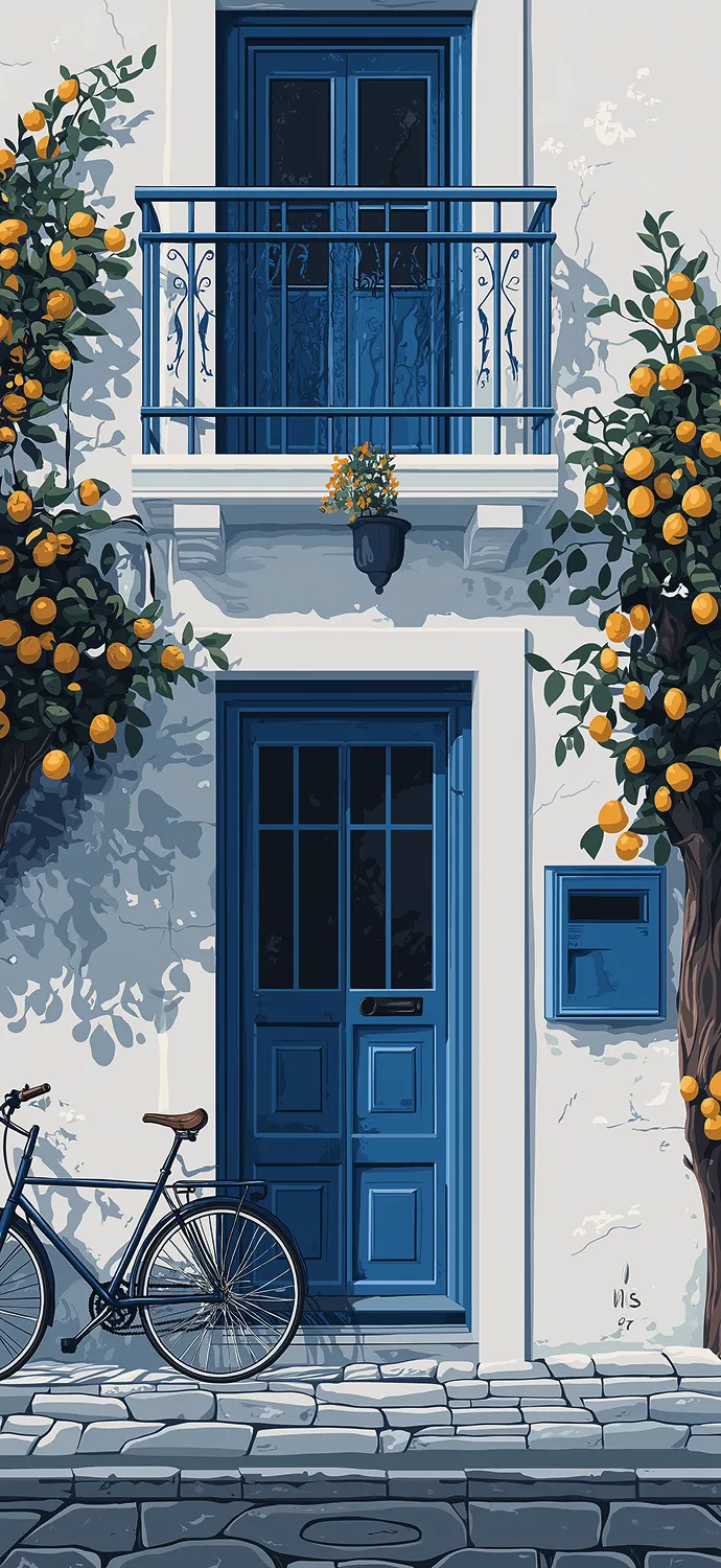 phone wallpaper Greek-style house